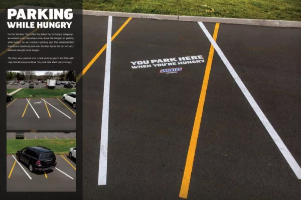 Snickers: you park here when you're hungry