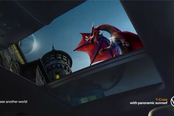 Volkswagen advert for T-Cross with a panoramic sunroof