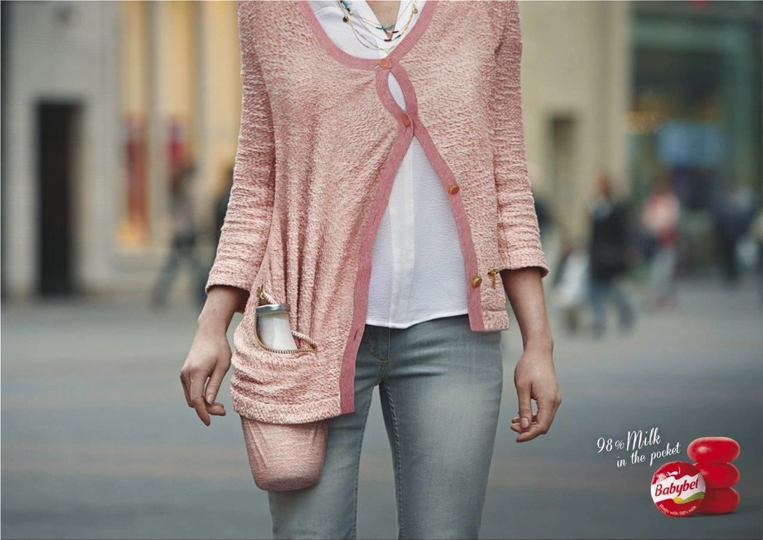 Babybel "98% Milk in the pocket."