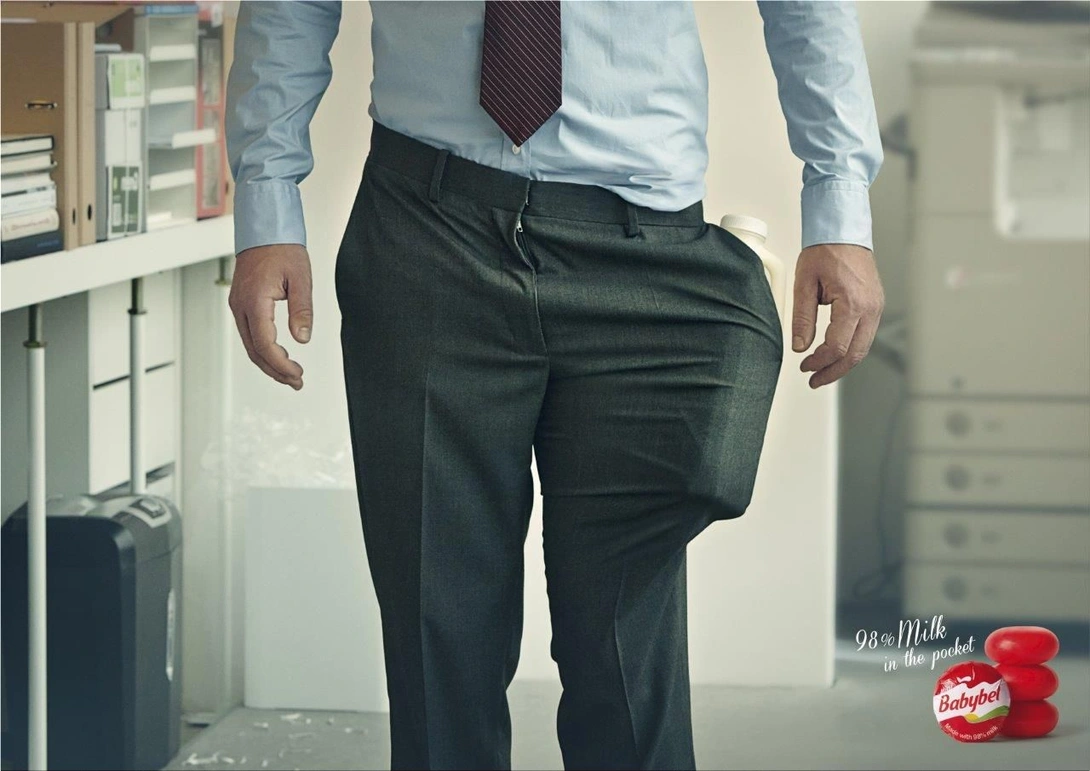 Babybel "98% Milk in the pocket."