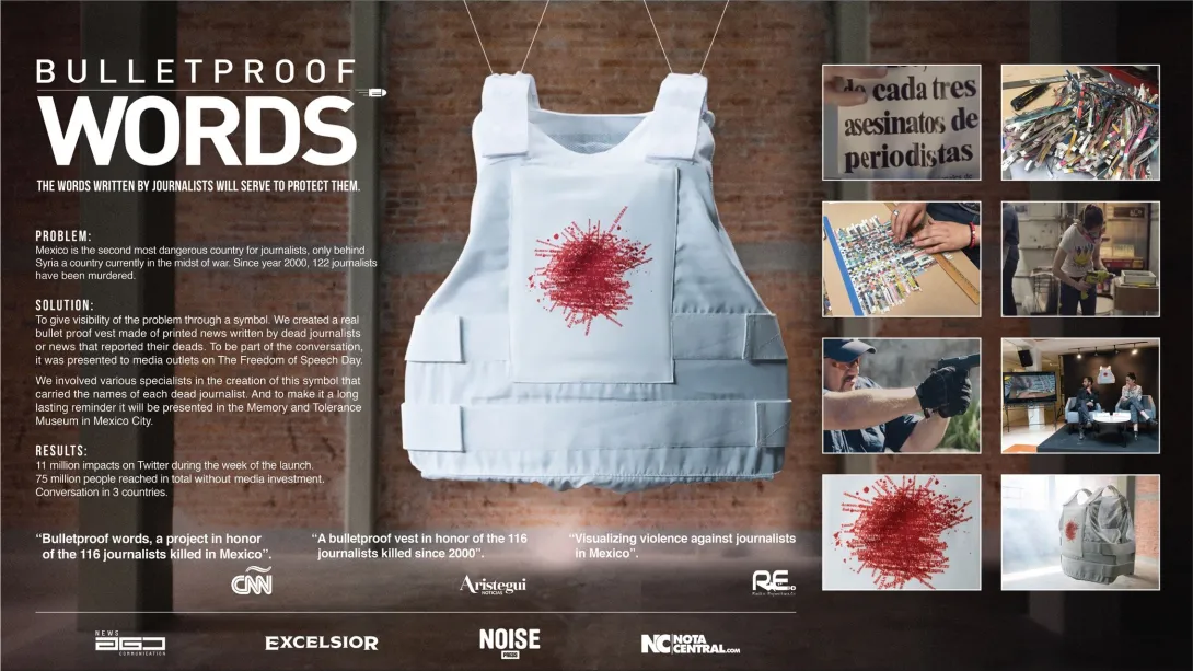 Bulletproof Words "The words written by journalists will serve to protect them"