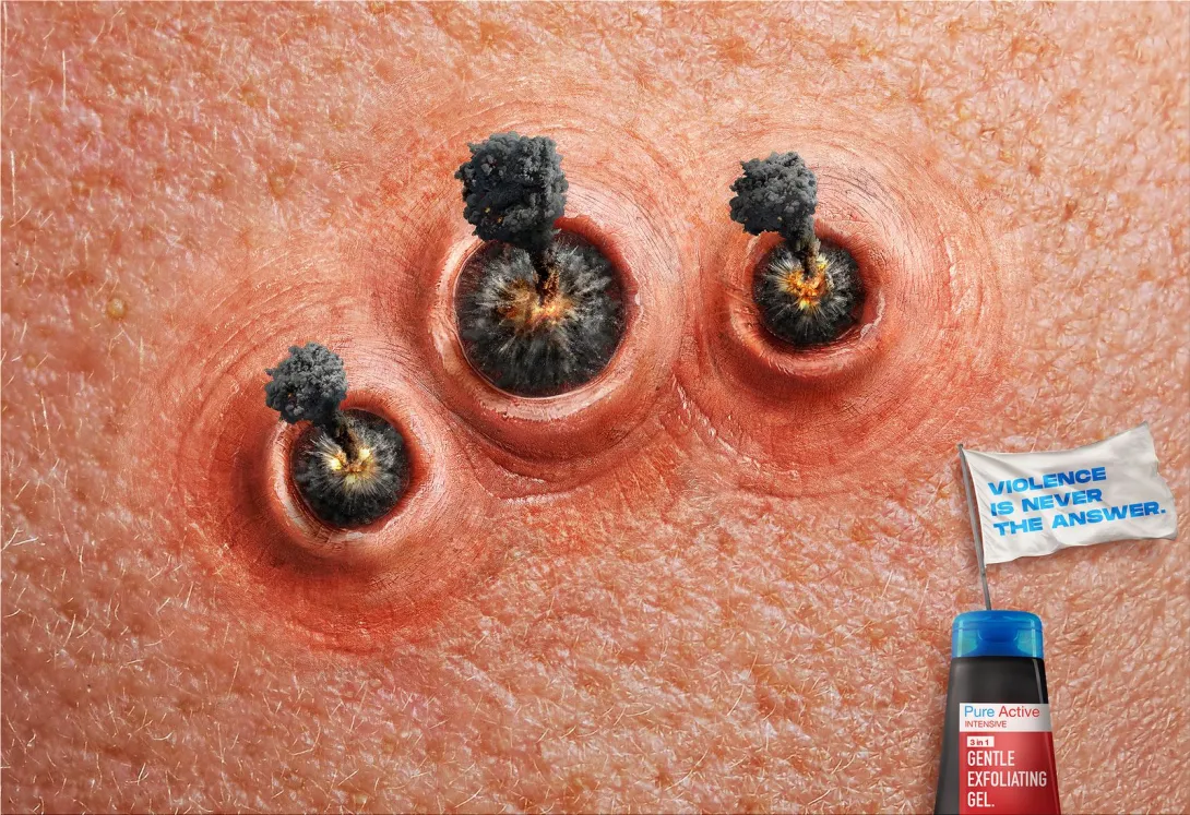Garnier "Violence is never the answer. Gentle exfoliating gel."