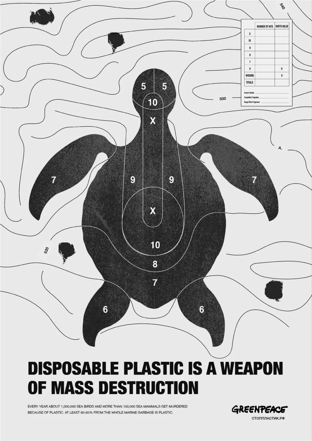 Greenpeace "A Regular Weapon" Disposable plastic is a weapon of mass destruction