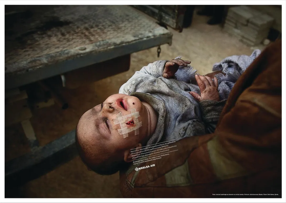 Khalsa Aid "Hashtags don't heal" by DDB