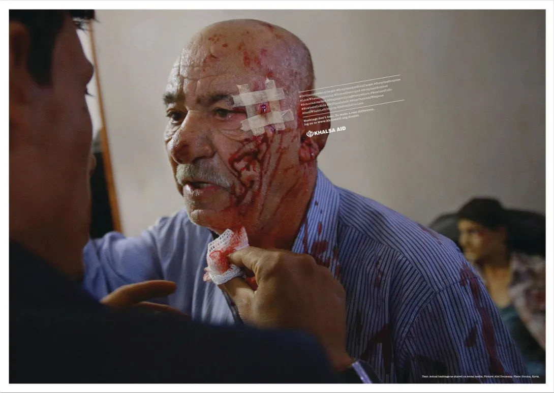 Khalsa Aid "Hashtags don't heal" by DDB