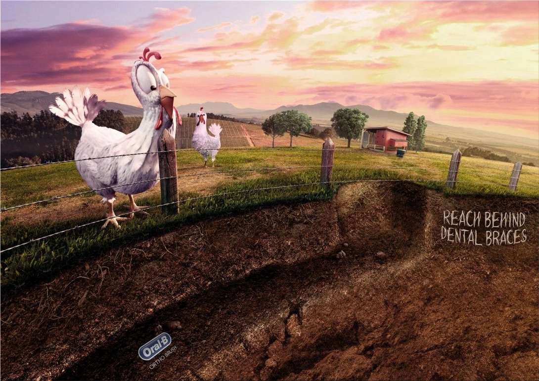 Oral-B "Reach behind dental braces."