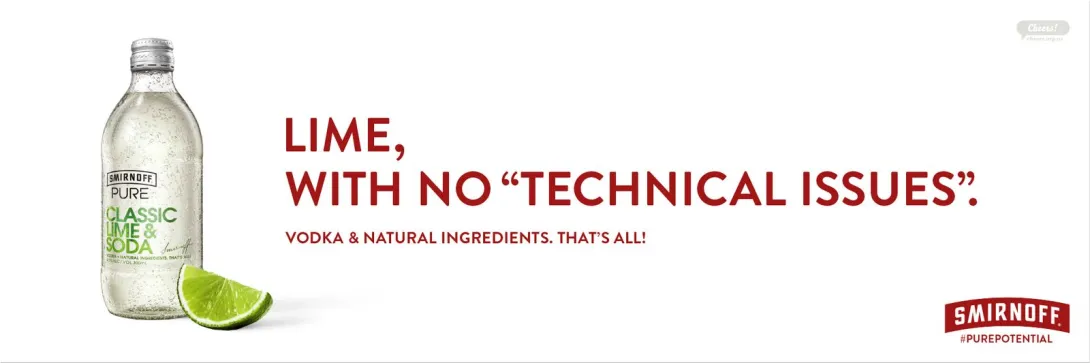 Smirnoff: "Lime, with no "Technical Issues""