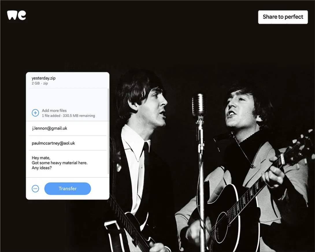 WeTransfer "Share to Perfect"